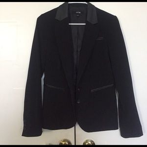 Black Blazer with Faux Leather collar
