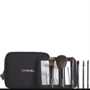 Chanel mini brushes in cosmetic bag