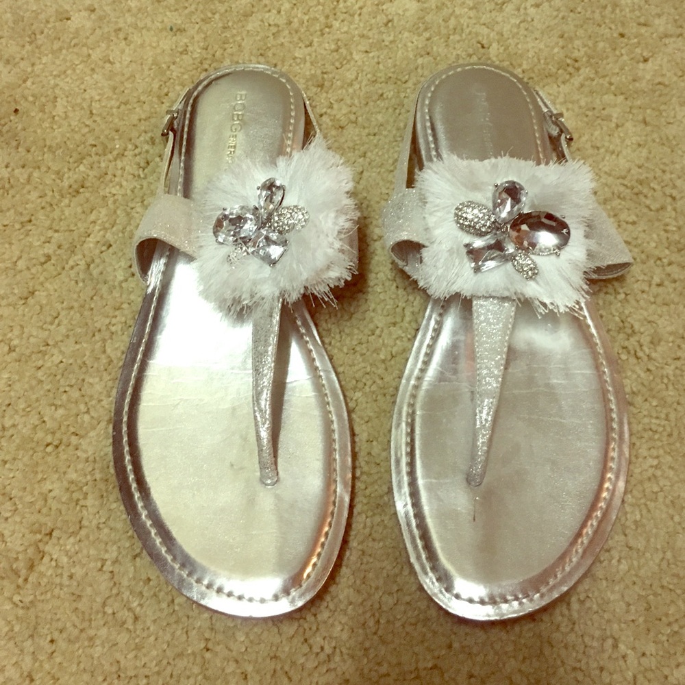 BCBG Silver Sparkly Sandals