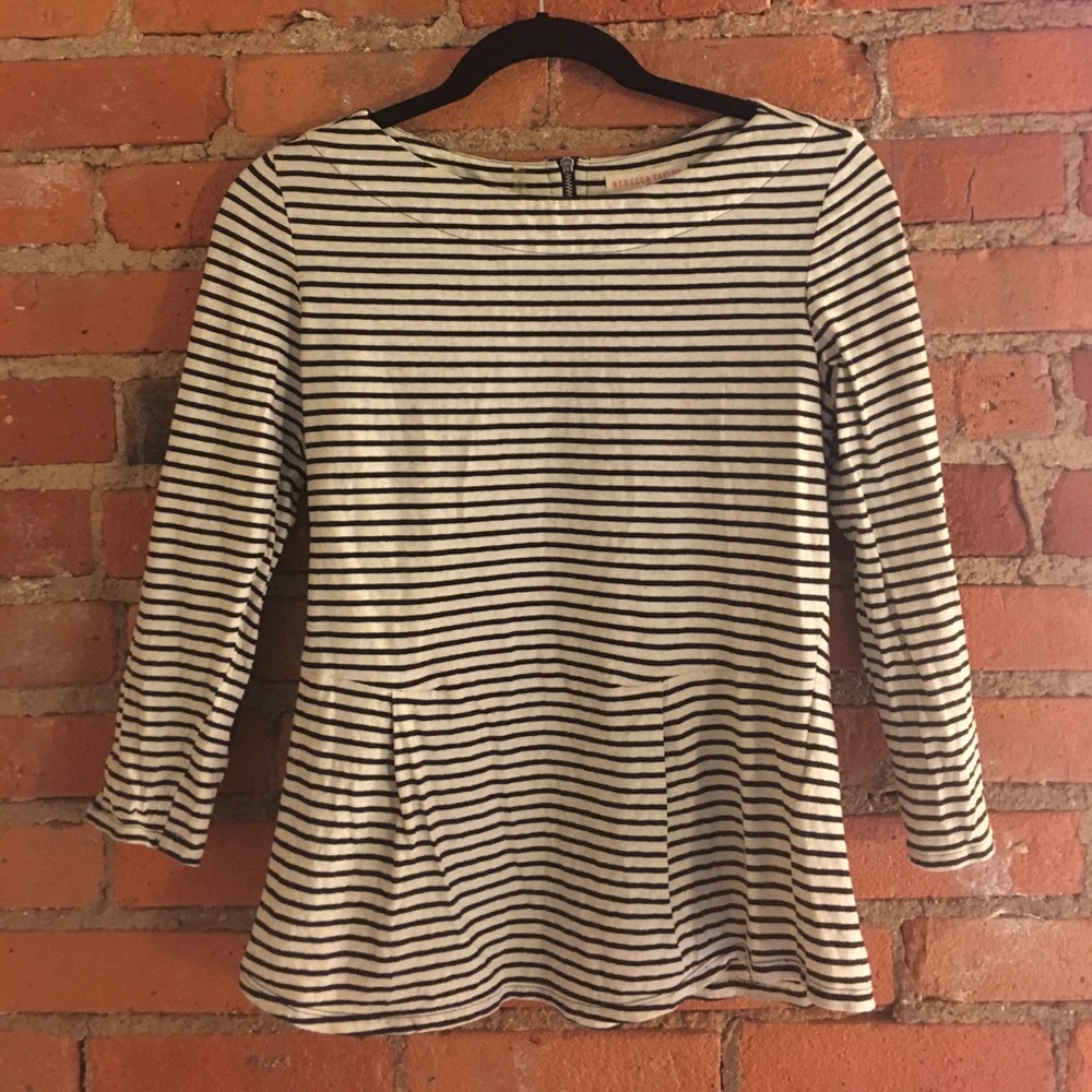 Rebecca Taylor blue striped peplum shirt small - Picture 3 of 6