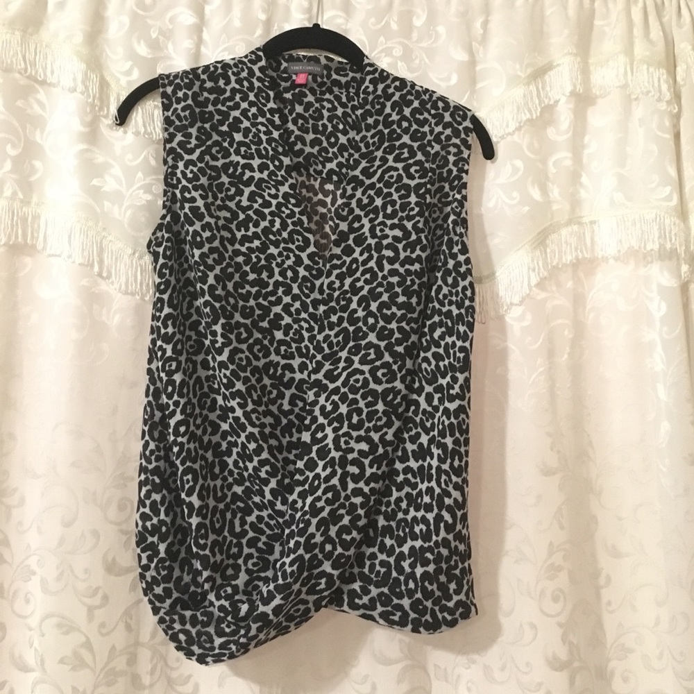 Sexy cowl wrap Vince Camuto sleeveless blouse.