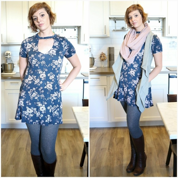Open Neck Choker Print Dress •Sale• - Picture 3 of 6