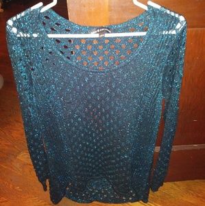 Rock and Republic Royal Blue Mesh Sweater L