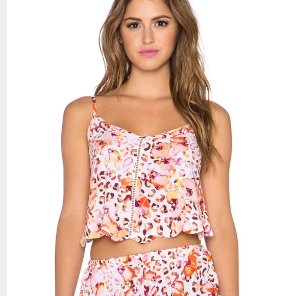Mink pink Ruffled hem tie back crop top cami - Picture 1 of 2