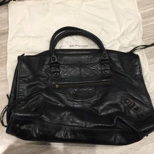 Authentic Balenciaga Moto Weekender Bag in Black