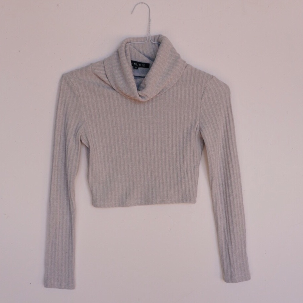 Gray Cowl Neck Crop Top