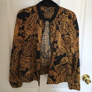 Sparkle & Fade Gold Brocade Print Bomber Jacket M