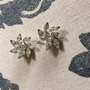 Vintage Rhinestone Bellini Flower Clip Earrings