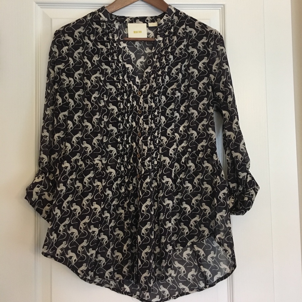 Anthropologie Maeve Navy Monkey Shirt