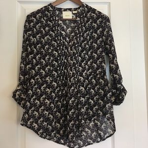Anthropologie Maeve Navy Monkey Shirt