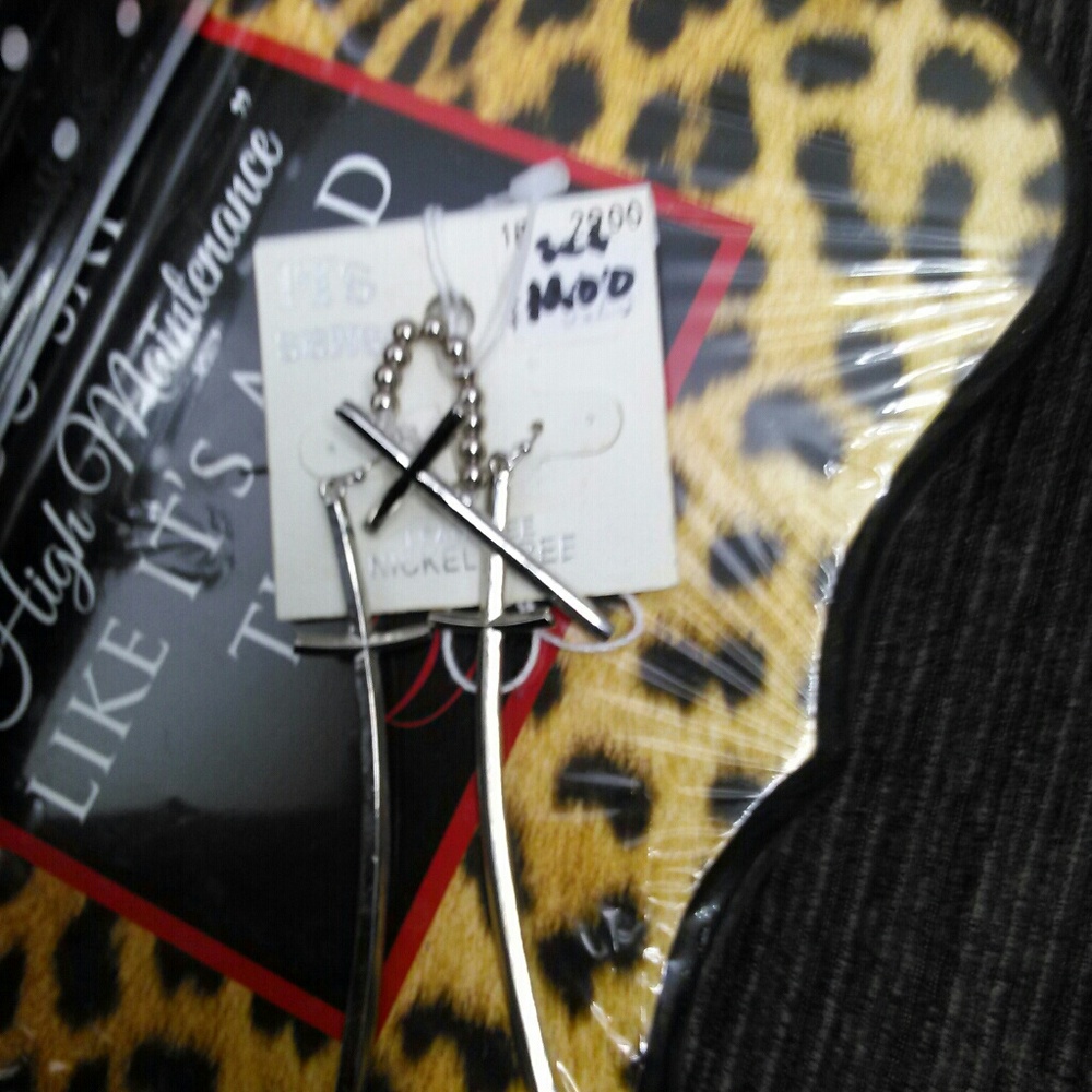 Silver cross earrings and ring set