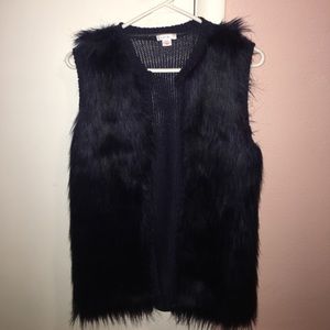 Navy fur vest...brand new with tags