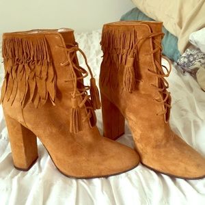 Aquazzura Suede Fringe Booties