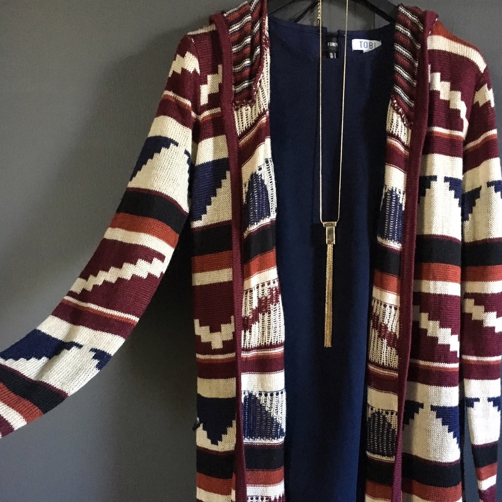 Forever 21 Tribal Print Long Cardigan