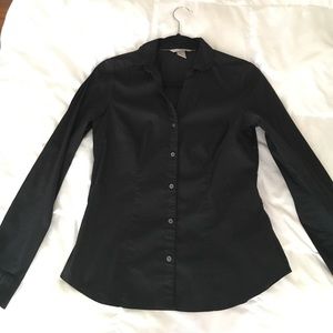 H&M WOMENS BLACK BUTTON-UP SIZE 8