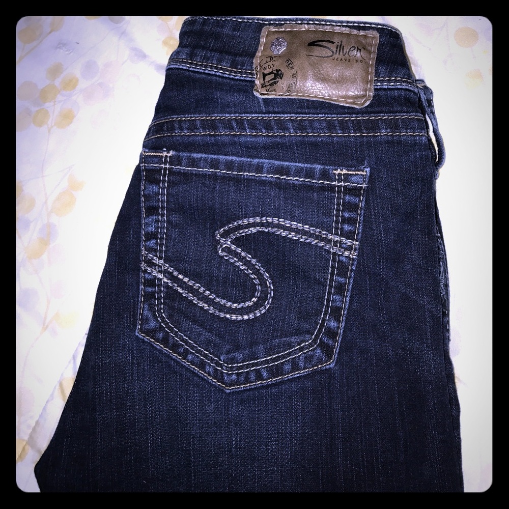 Silver Skinny Jeans Dark Wash