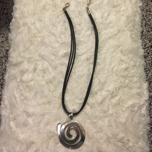 Silver and Leather Pendant Necklace