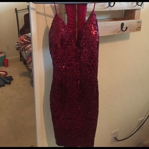 Sequined red dress