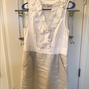 Loft Summer White and Gold Dress