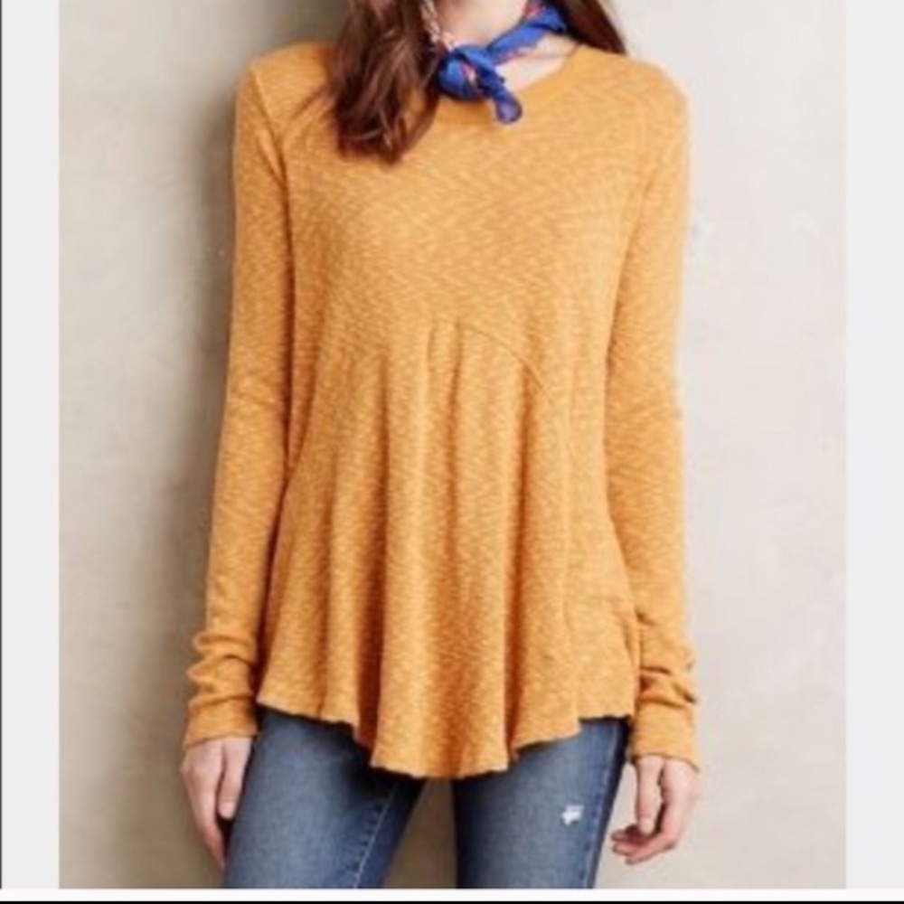 Left of Center Anthropologie golden longsleeve top