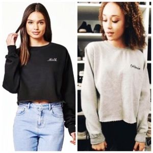 Black cropped "California" pullover sweatshirt