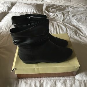 Black leather ankle booties