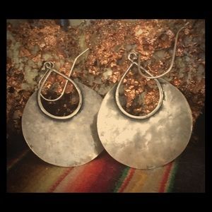 (Sold) Tribal Silver Handmade Hoop Earrings