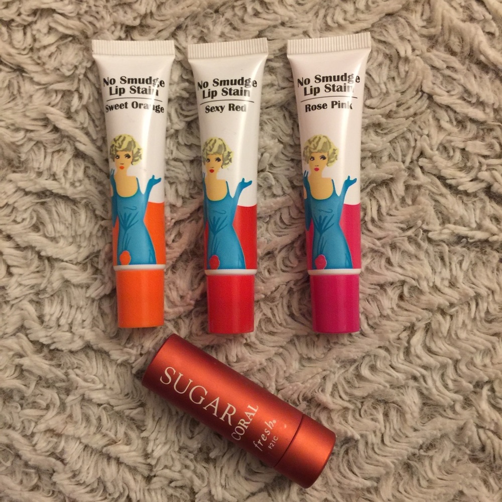 Lipstain Peel-Off +Trio Fresh Sugar Coral Lipstick