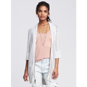 Banana Republic Open Stitch Long Zip Cardigan