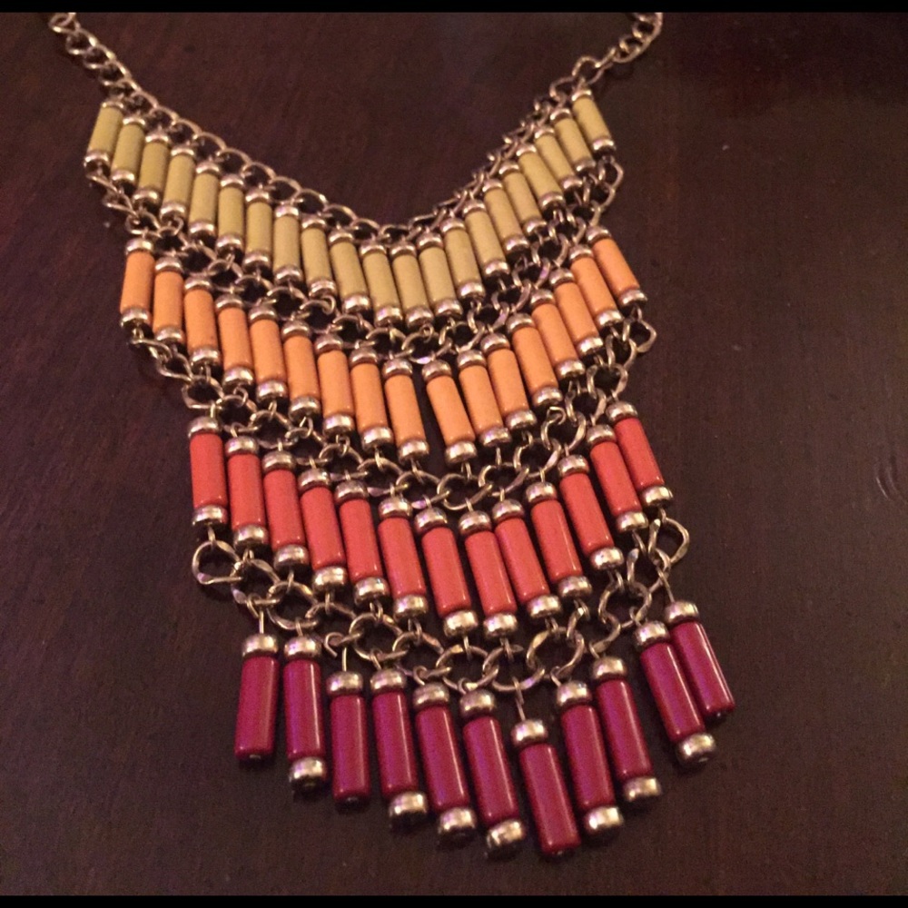 Colorful Tribal Beaded Statement Necklace