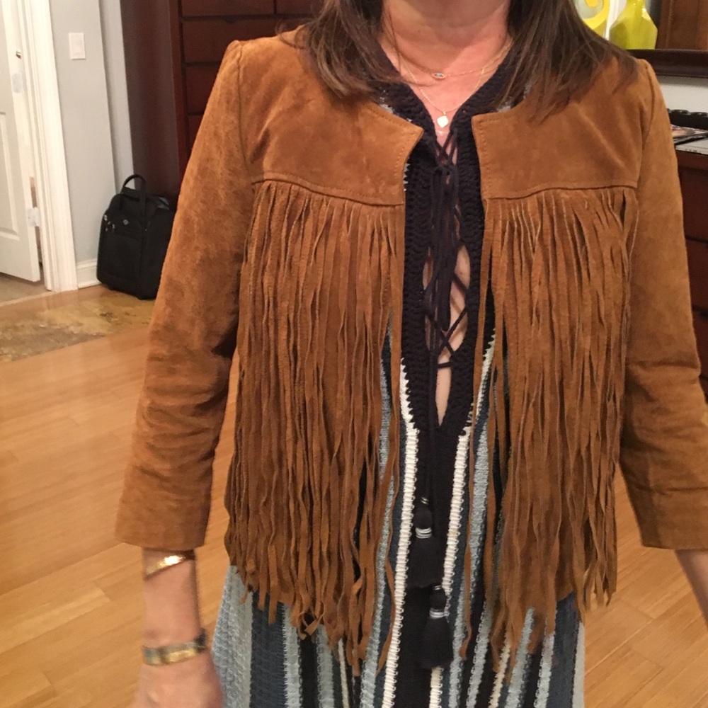 Real suede fringe jacket