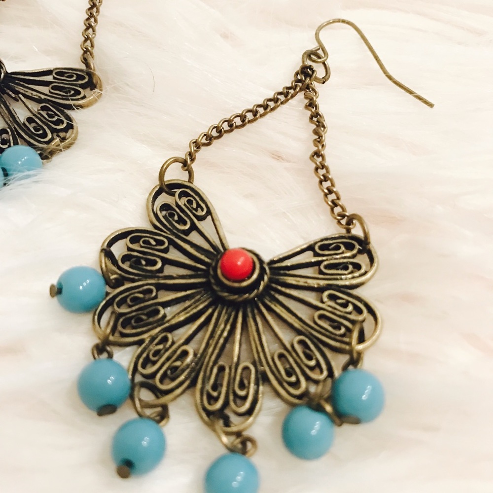 AMERICAN EAGLE Blue Turquoise Bronze Butterfly