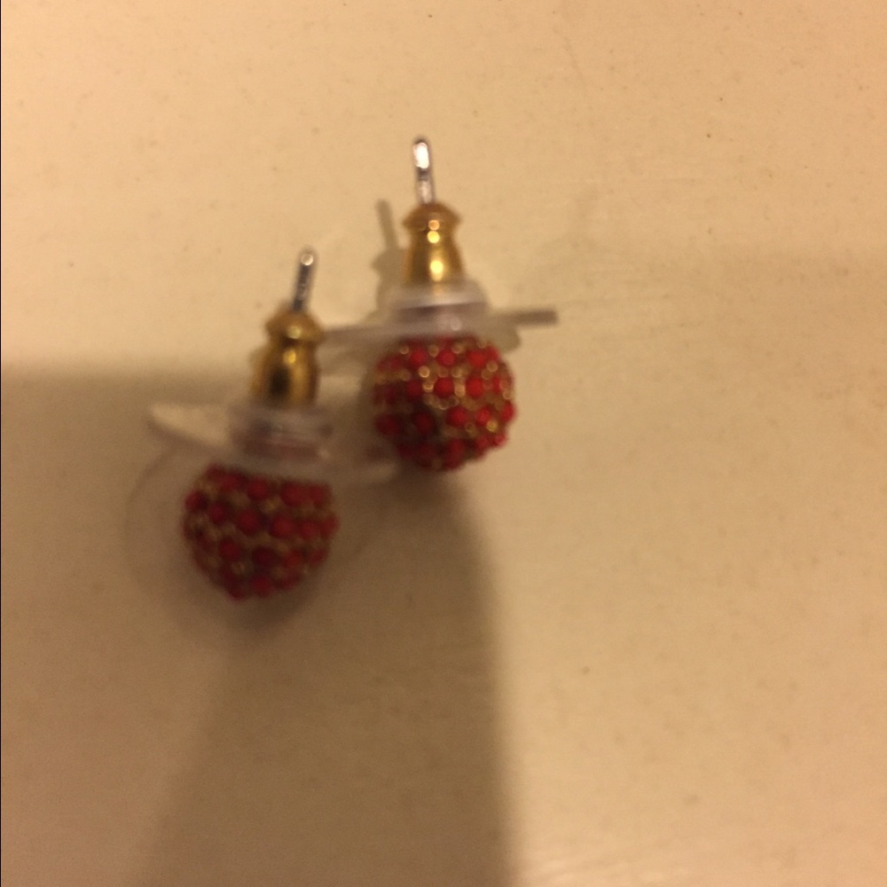 Red stud earrings