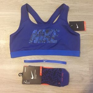 Cute Blue Nike Set Sports Bra L, Socks, Headband