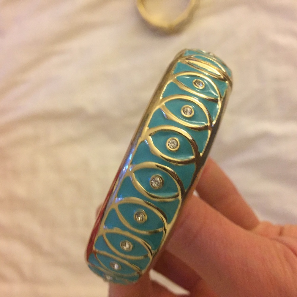 Turquoise and gold bangle