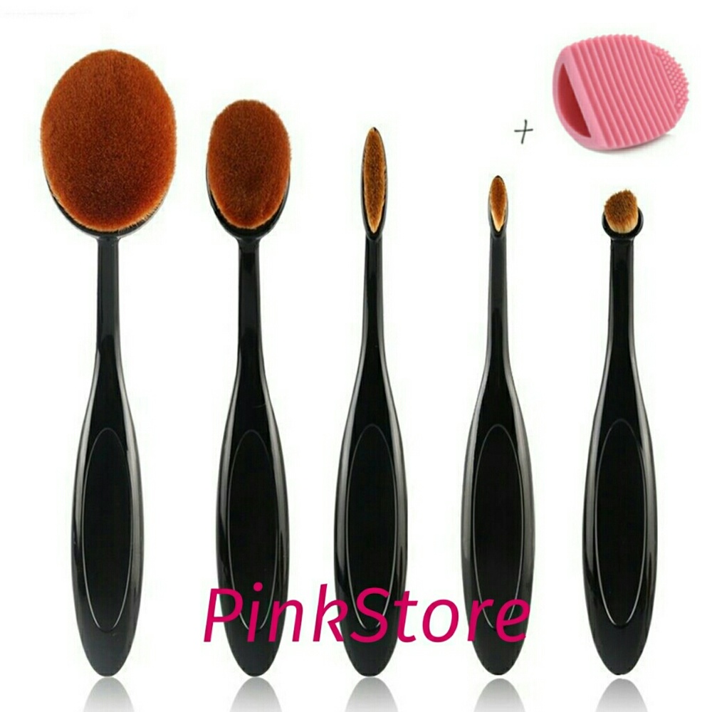 5 pcs Black Toothbrush Oval Brush Set