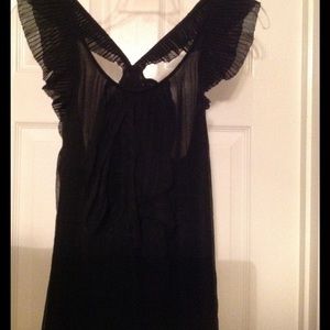 Black sheer ruffled top