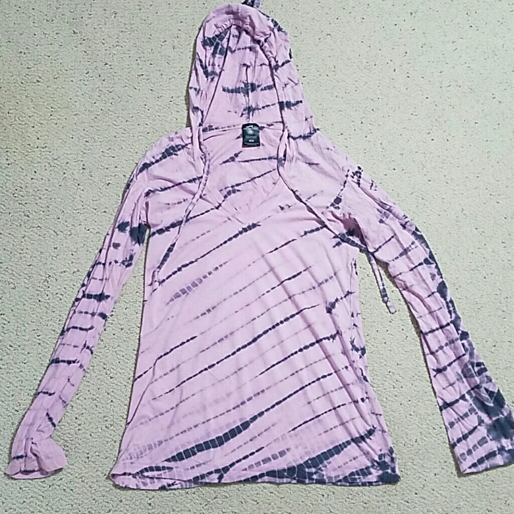 Hooded shirt pinkish/purple with gray med