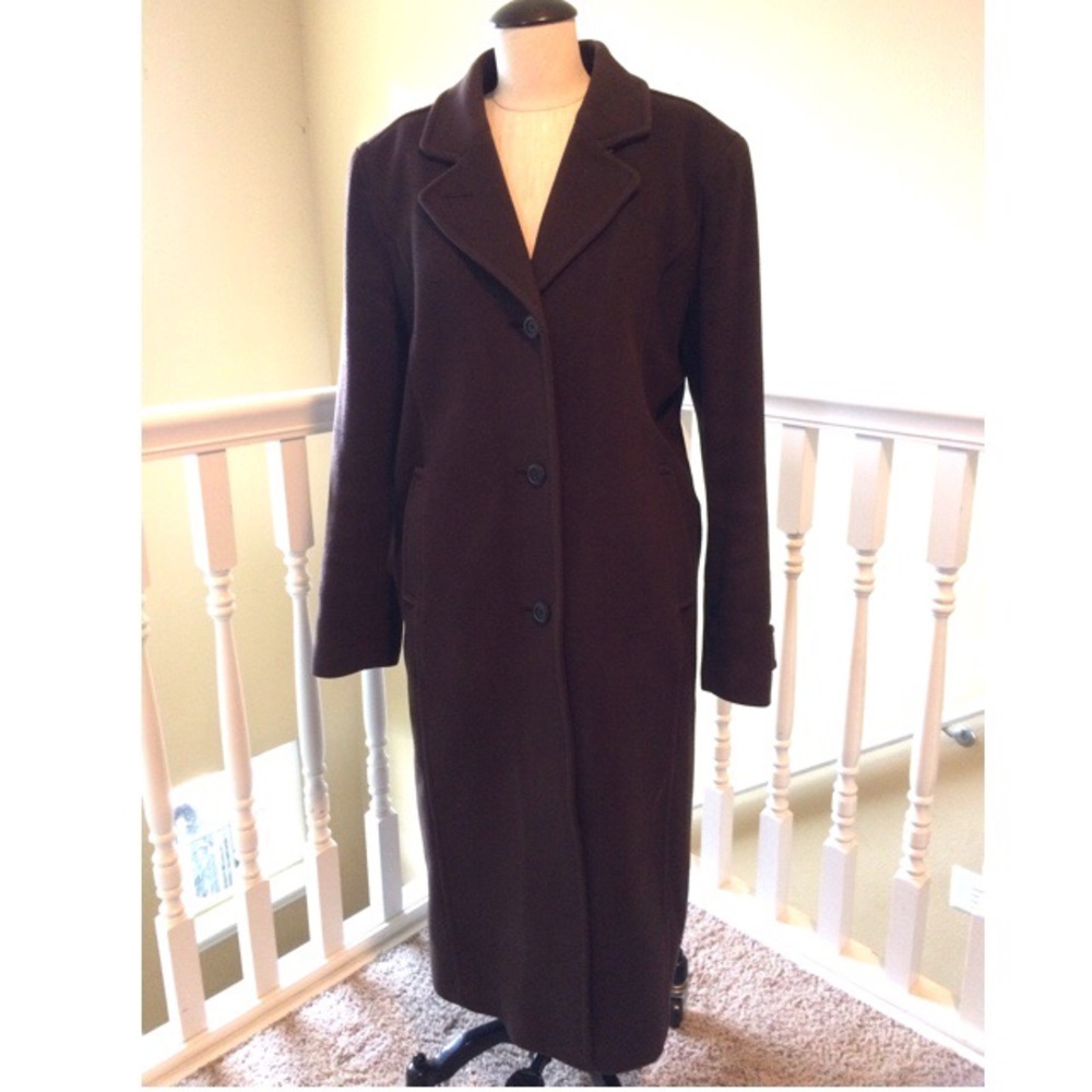 EUC L.L. Bean Espresso 100% Lambs Wool Coat - 18