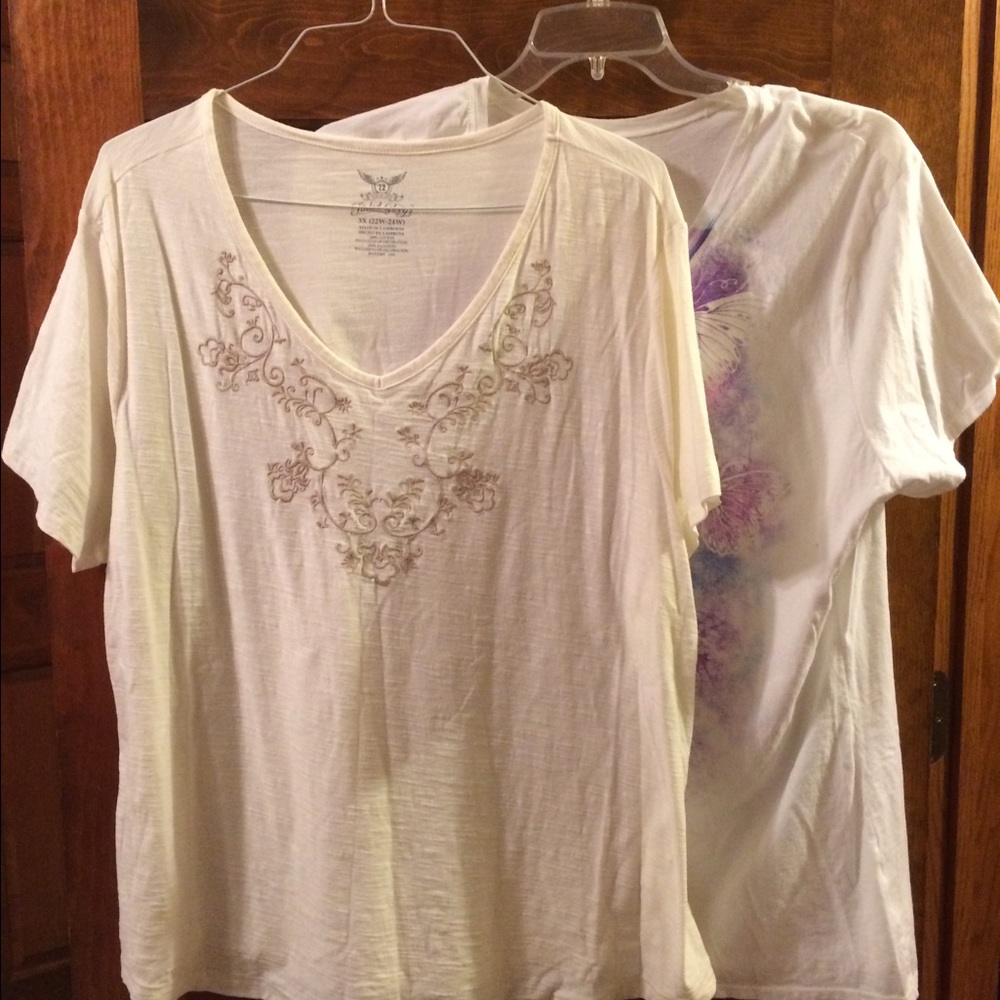 2 tees cream faded glory/ white just my size 3X
