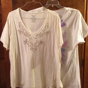 2 tees cream faded glory/ white just my size 3X