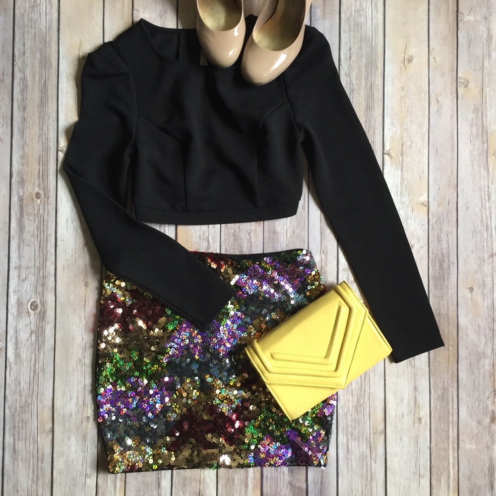 do & be Sequins Mini Skirt Medium