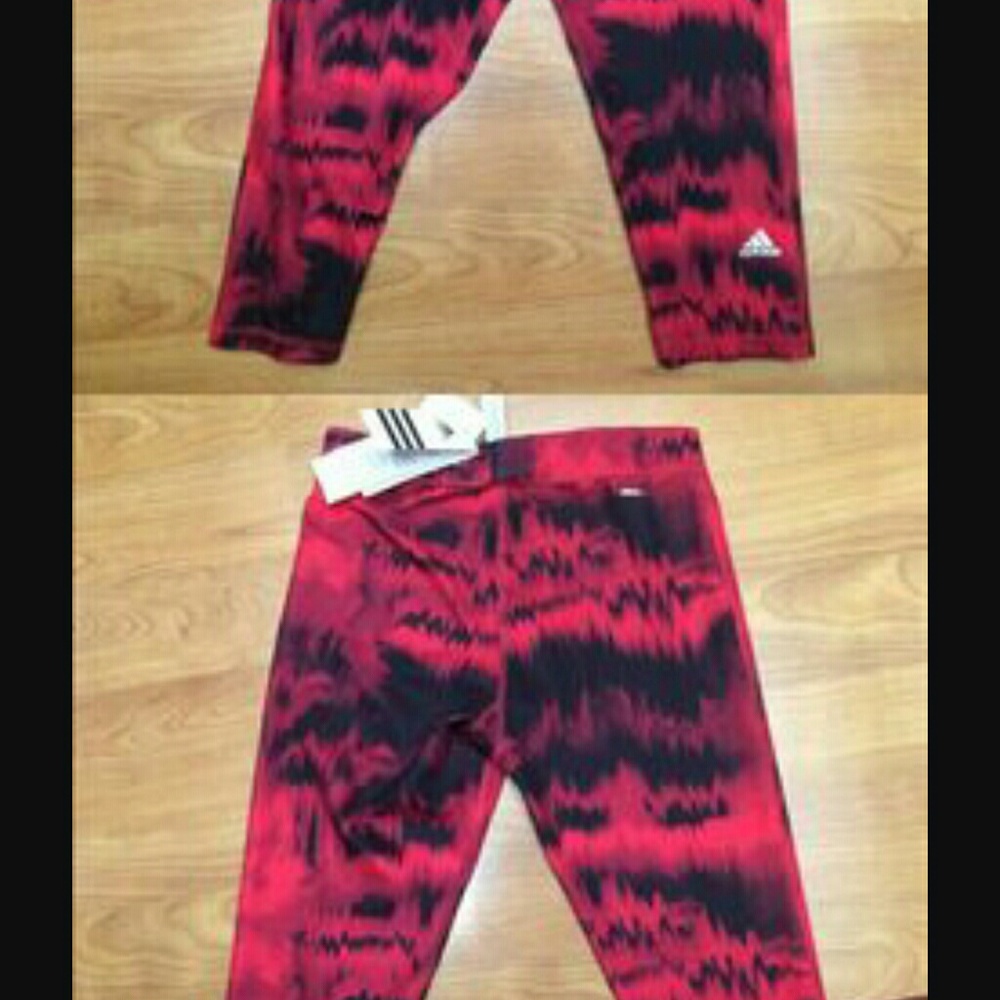 Adidas Climalite Red and Black Workout Capris