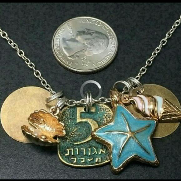 STARFISH OYSTER SHELL TIBETAN SILVER NECKLACE 18" - Picture 1 of 2