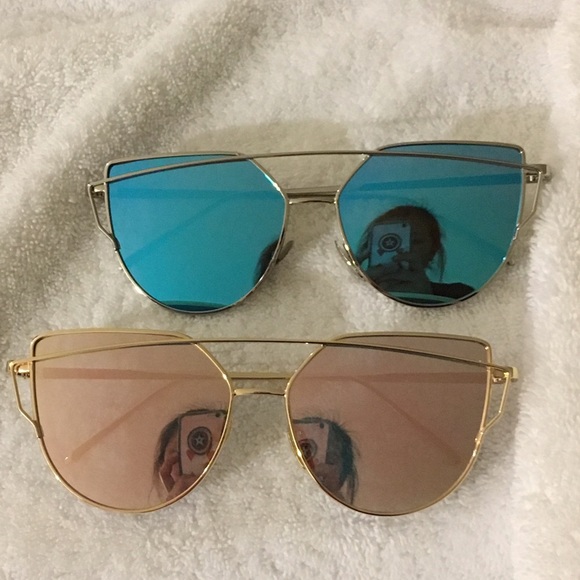 New Mirrored Cat Eye Aviator Sunglasses - Picture 4 of 4