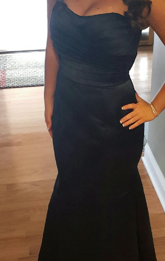 Navy Sweetheart Dress with Buttons Down Back.