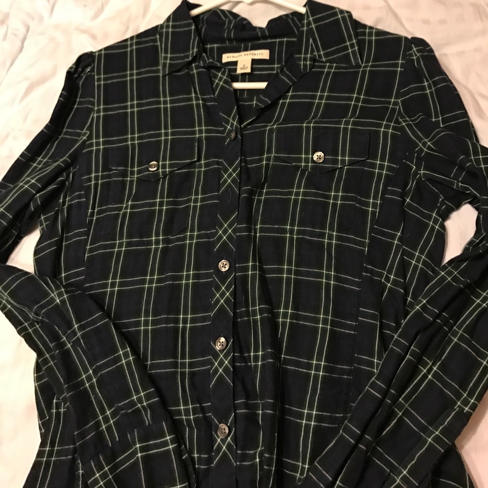 Banana Republic Fitted navy flannel