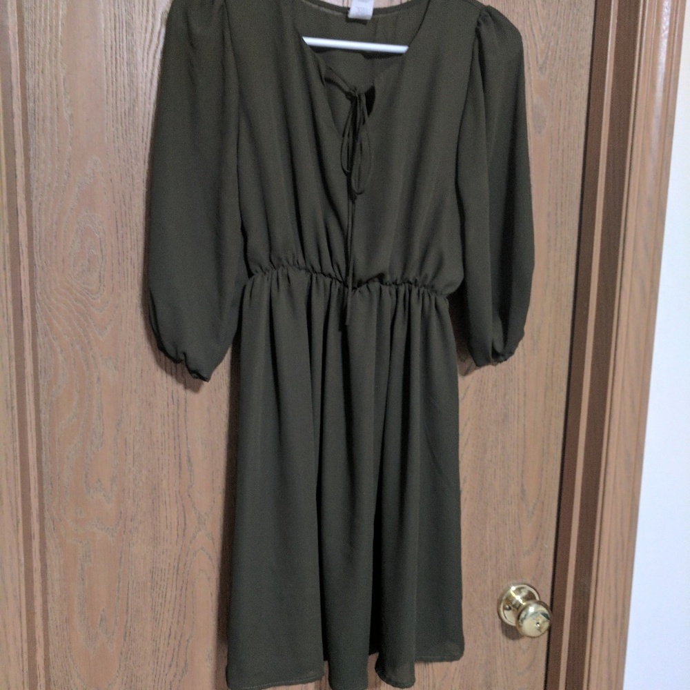 True Light Olive green dress