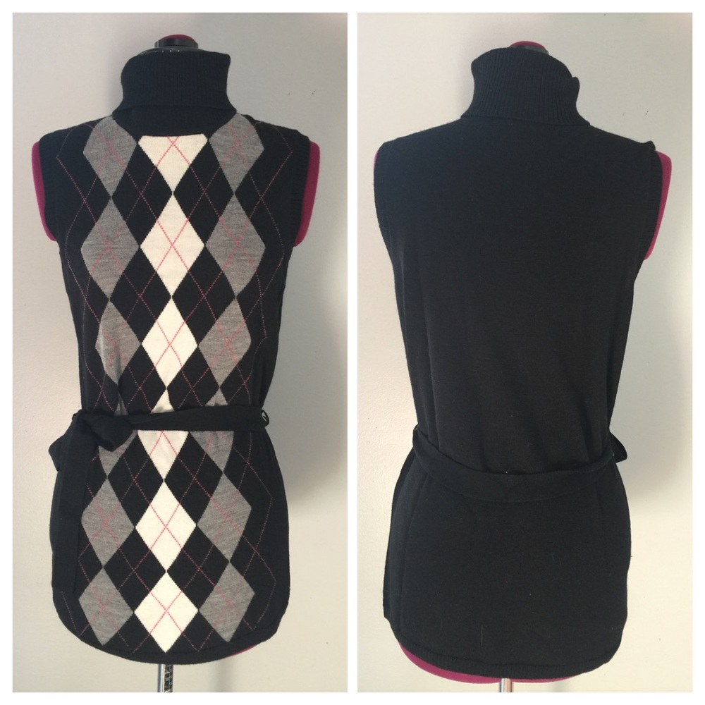 100% Merino Wool Argyle Turtleneck
