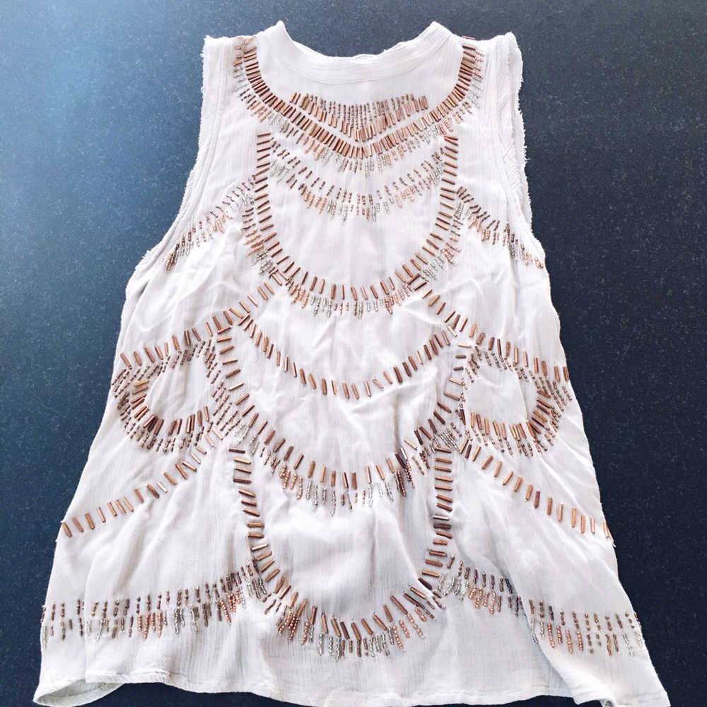 ❗️SOLD ❗️Free People Open Back Beaded Top - Picture 2 of 4